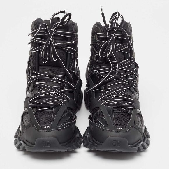 Balenciaga Black Mesh and Faux Leather Track Hike High Top Sneakers Size 40 - Picture 3 of 4